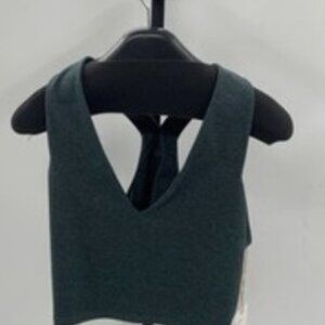 Quince Women's Green Ultra-Soft Performance V-Neck Crop Top Bra Sz M #59